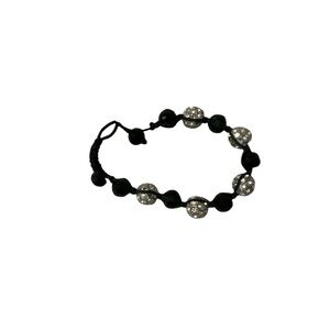 Elegant Black and Silver Beaded Shamballa Style Bracelet